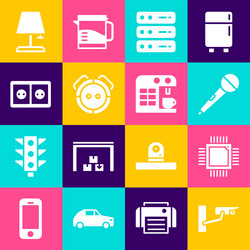 set security camera processor with microcircuits vector image
