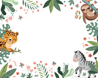 Cute jungle animals frame Royalty Free Vector Image