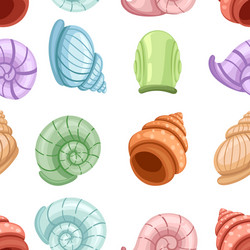 Seamless pattern colorful set snails shells vector