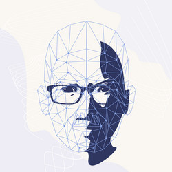 Wireframe mesh head shape consisting of connected vector