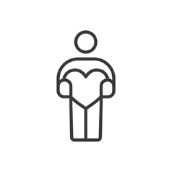 man hold a heart icon in line design vector image
