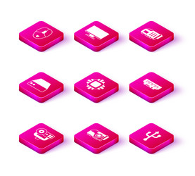 set web camera video graphic card server data vector image