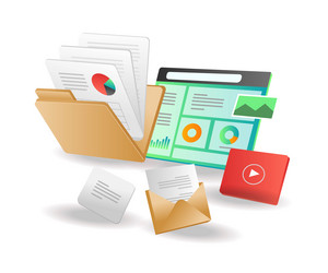 isometric concept app web data folder vector image