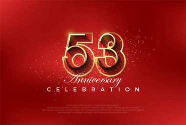 Line art number with golden fancy 53rd numeral vector