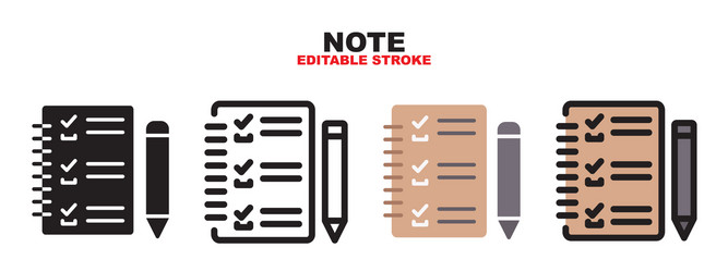 Note icon set with different styles editable vector