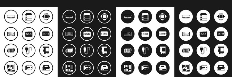 set processor with cpu ssd card keyboard laptop vector image