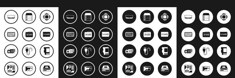 Set processor with cpu ssd card keyboard laptop vector