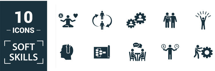 Soft skills icon set include creative elements vector