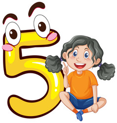 A girl with number five cartoon vector