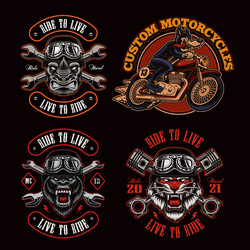 Biker & Motorcycle Art Collection Vector Image