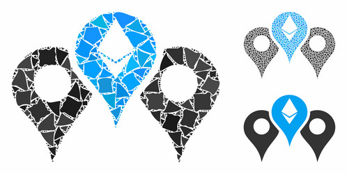 Ethereum map pointers mosaic icon raggy parts vector