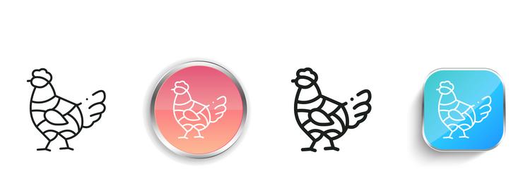 hen icon thin linear regular and button style vector image