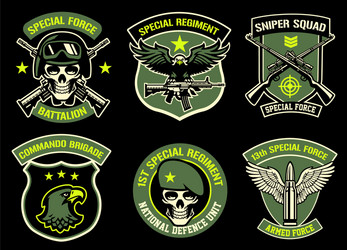 Military symbol set army patches Royalty Free Vector Image