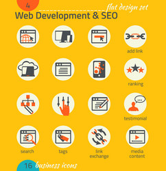 business icon set software and web development seo vector