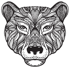 Ethnic Bear Head Pattern Vector Image