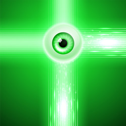 Green background with eye and binary code vector