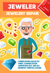 Jeweler profession and jewel repair poster vector