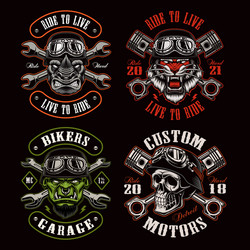 a set biker themed Vector Image