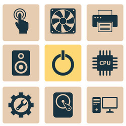 Computer icons set with hard disk pc cpu vector