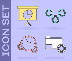 set folder settings with gears presentation vector image