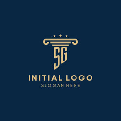 Sg monogram initial logo with pillar and stars vector