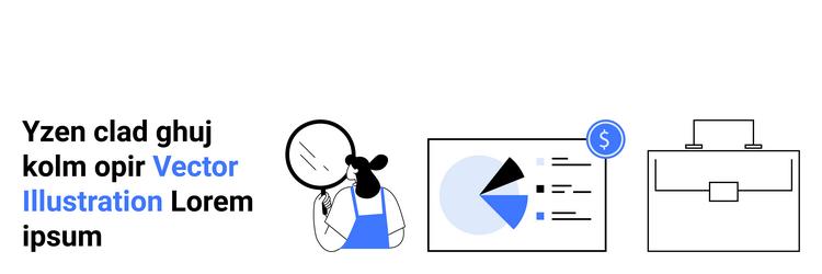 analyst observing data presentation with pie chart vector image