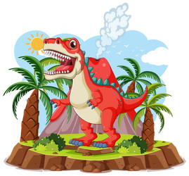 dinosaur at prehistoric island isolated vector