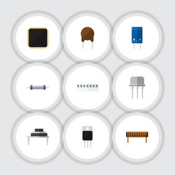 flat icon device set of bobbin resistor triode vector image