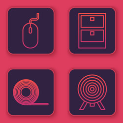 set line computer mouse scotch archive papers vector image