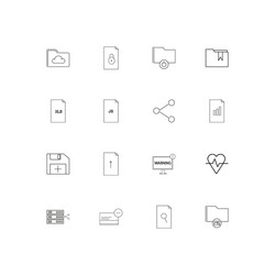 Files and folders sign linear thin icons set vector