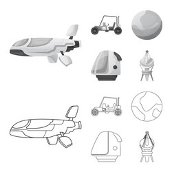 Mars and space symbol set vector