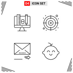 4 icons line style grid based creative outline vector image