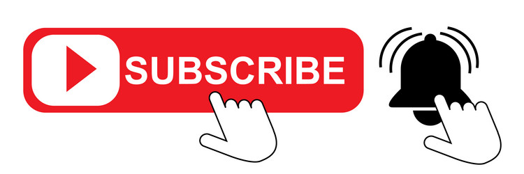 red button subscribe of channel with hand cursor vector