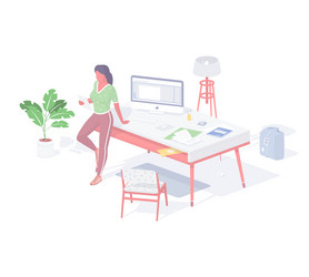 manager workplace isometric female vector