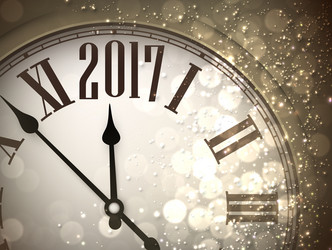 2017 new year background with clock vector