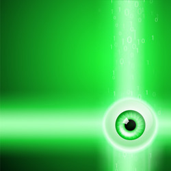 green background with eye and binary code vector image