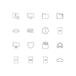 Files and folders sign linear thin icons set vector