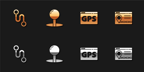 Set route location push pin gps device with map vector