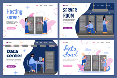 set website pages for hosting server and data vector image