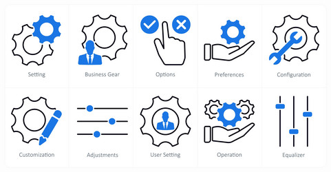 a set of 10 settings and configuration icons vector image
