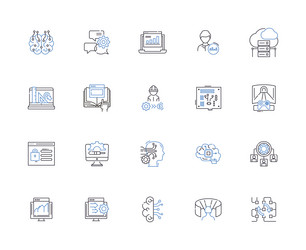 programming coding outline icons collection vector image