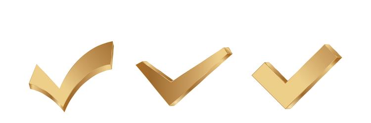 three gold checkmarks in different angles vector image