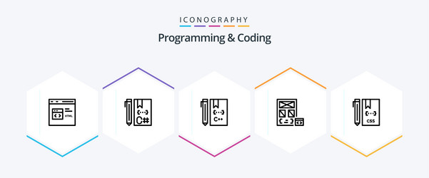 programming and coding 25 line icon pack vector image