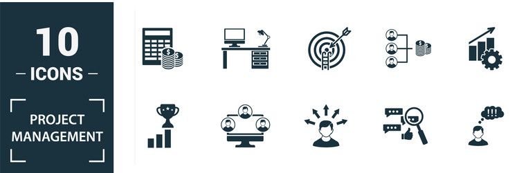 Project management icon set include creative vector