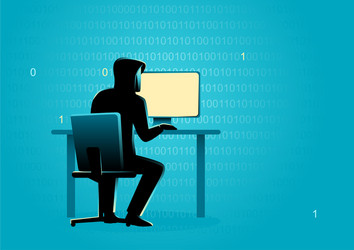 Cybersecurity Hacker at Computer vector image
