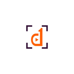 Modern design letter d symbol with play vector