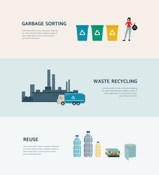 garbage sorting and reusing - ecology poster vector image