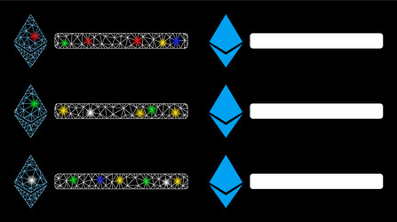 glowing mesh wire frame ethereum list icon vector image