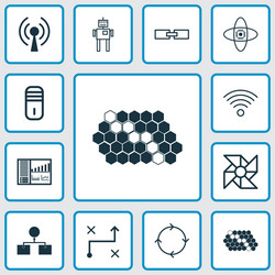 learning icons set with computer cooler loop vector image