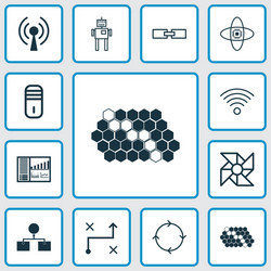 Learning icons set with computer cooler loop vector